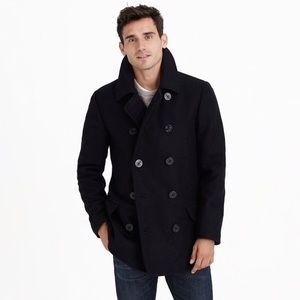 J Crew Men's Navy Double Breasted Dock Wool Peacoat with Thinsulate